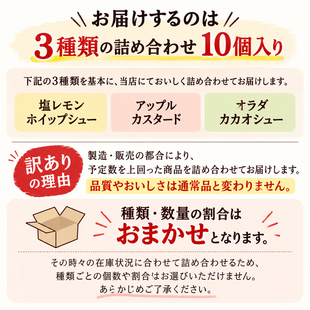 【訳あり】ミニシュー3種10個詰め合わせ【送料無料】※同梱不可※